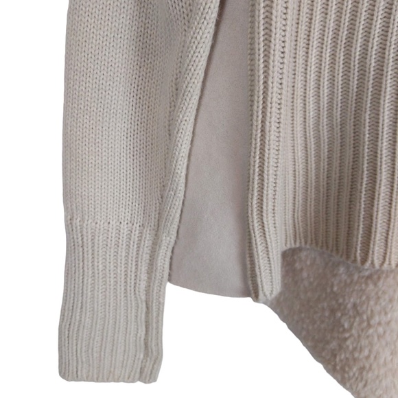 Off-White Faux Fur Knit Sweater Jacket SZ M - Picture 6 of 12